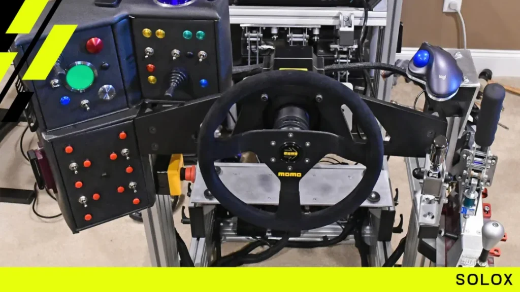 What are button boxes used for in sim racing?