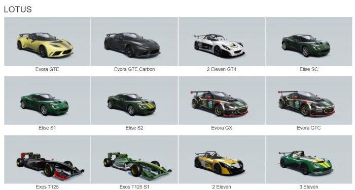 Lotus assetto corsa cars
