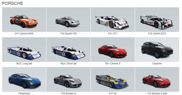 Porsche assetto corsa cars