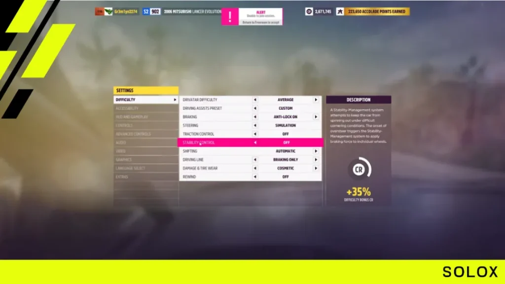 Difficulty settings