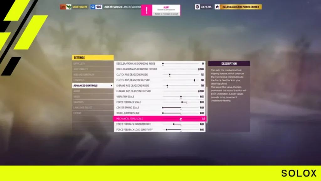 Advanced Options settings