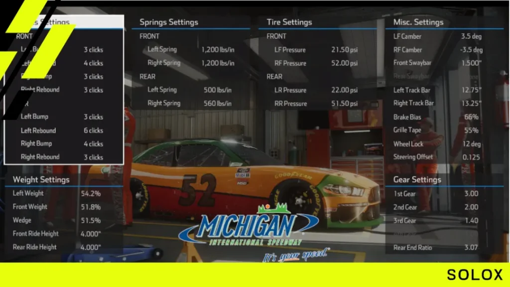 Nascar Heat 5 Michigan Xfinity Setup