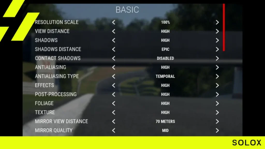 ACC Basic Graphics settings
