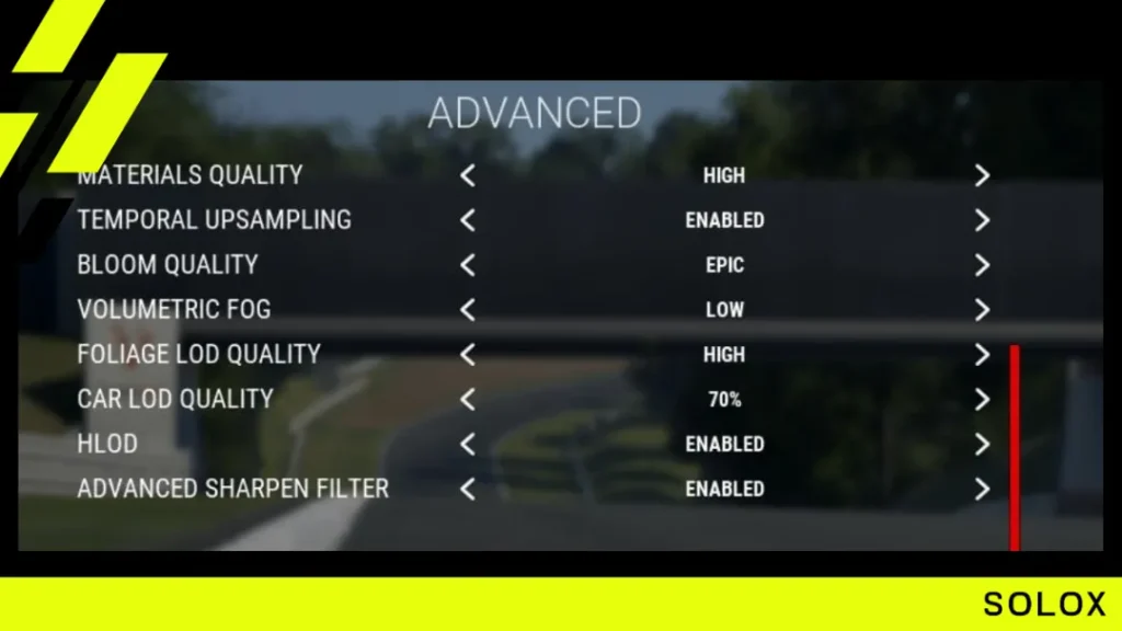 Advanced Graphics settings