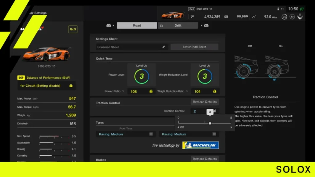 General GT Sport wheel setting tips