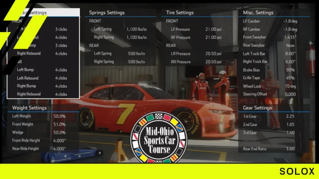 Nascar Heat 5 Mid Ohio Xfinity Setup