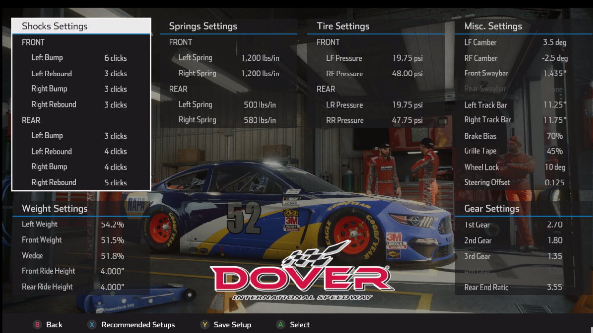 Nascar Heat 5 Dover Cup Setup