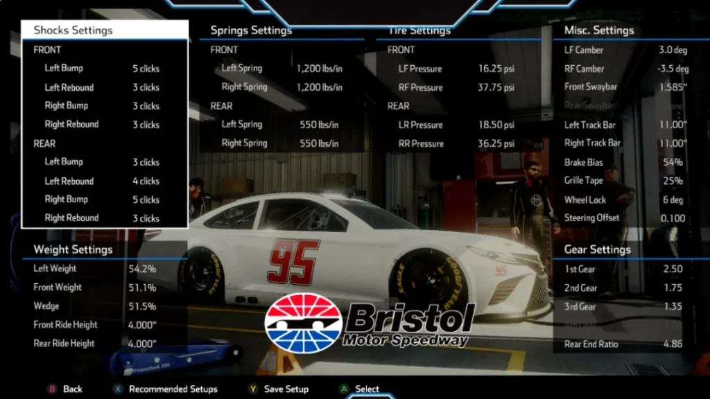 Nascar Heat 5 Bristol Cup Series Setup
