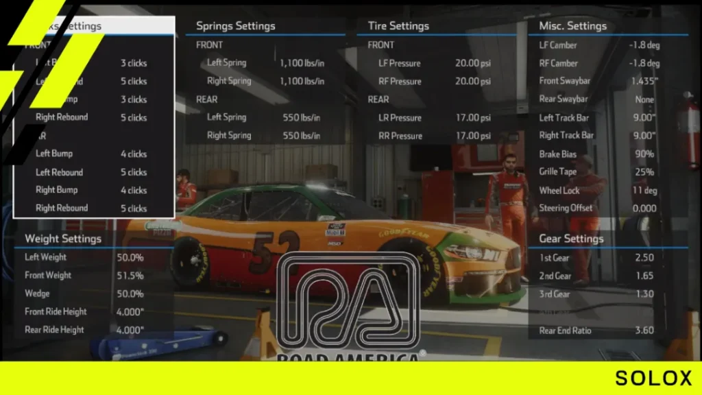 Nascar Heat 5 Road America Xfinity Setup