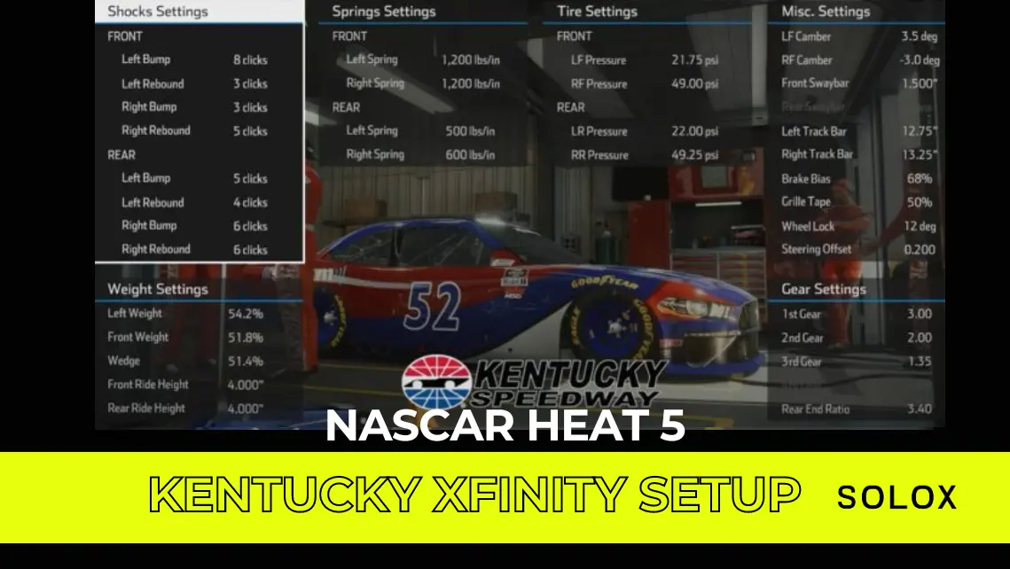 Nascar Heat 5 Kentucky Xfinity Setup