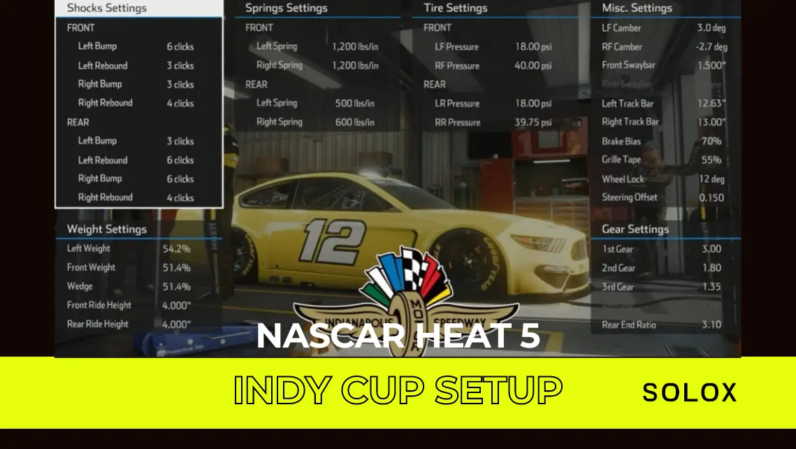 Nascar Heat 5 Indy Cup Setup