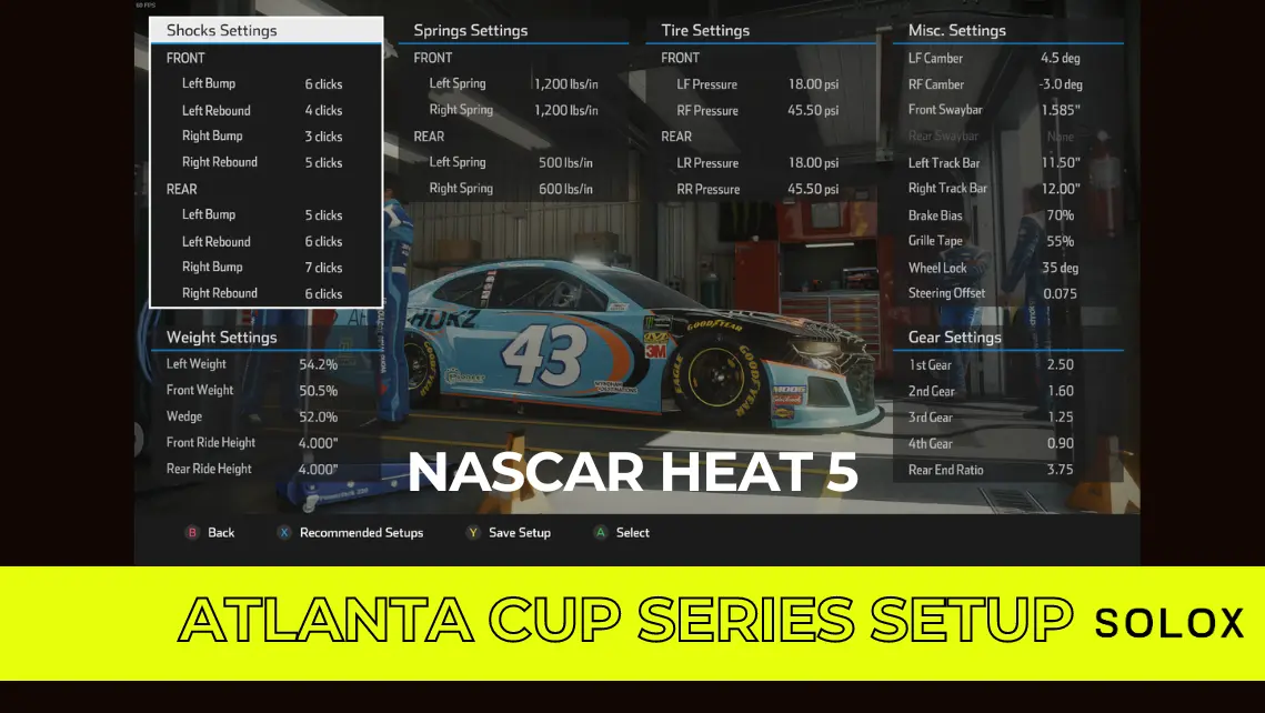 Nascar Heat 5 Atlanta Cup Series Setup