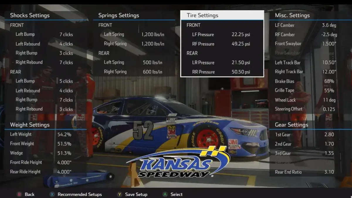 Nascar Heat 5 Kansas Cup Setup
