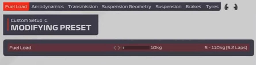 F1 2021 Silverstone Setup - fuel load 