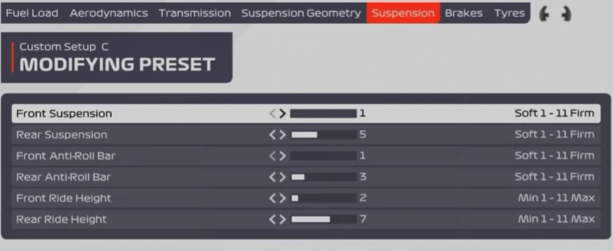 F1 2021 Imola Car Setup - Suspension