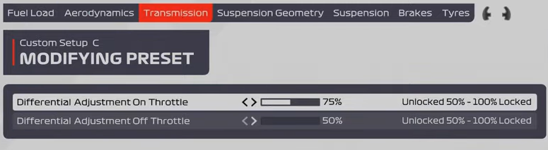 F1 2021 Melbourne Car Setup - transmission
