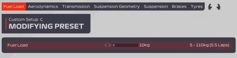 F1 2021 Abu Dhabi Setup - fuel load