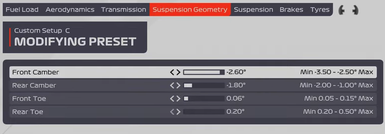 F1 2021 Mexico Setup - suspension geometry