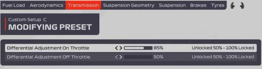 F1 2021 Bahrain Setup - transmission