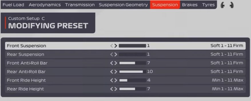 F1 2021 Bahrain Setup - suspension