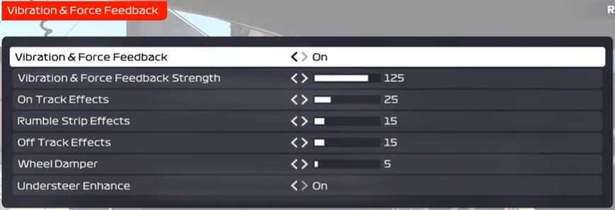 F1 2021 wheel settings - vibration and wheel rotation