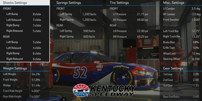 Nascar Heat 5 Kentucky Xfinity Setup