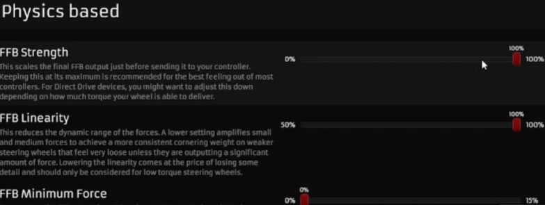 Raceroom FFB settings