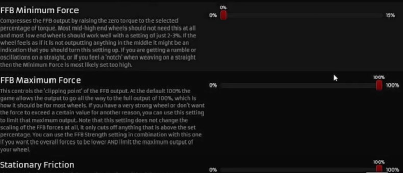 Raceroom wheel settings