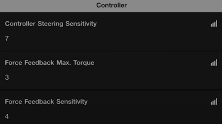 gt sport FFB settings