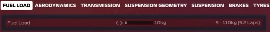 f1 2020 setup silverstone - fuel load