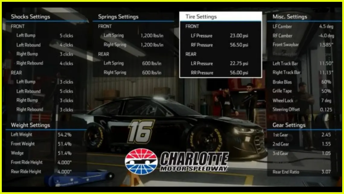 Nascar Heat 5 Charlotte Cup Setup