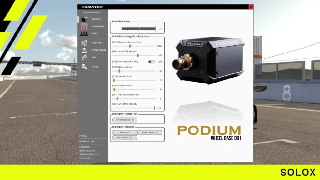 Fanatec Podium F1 DD1 & DD2 settings