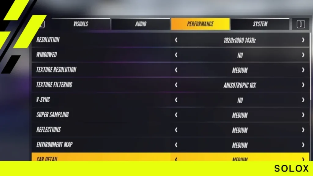 Project Cars 3 In-Game Performance Settings