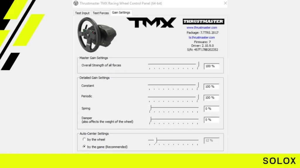 Thrustmaster wheel & FFB Settings
