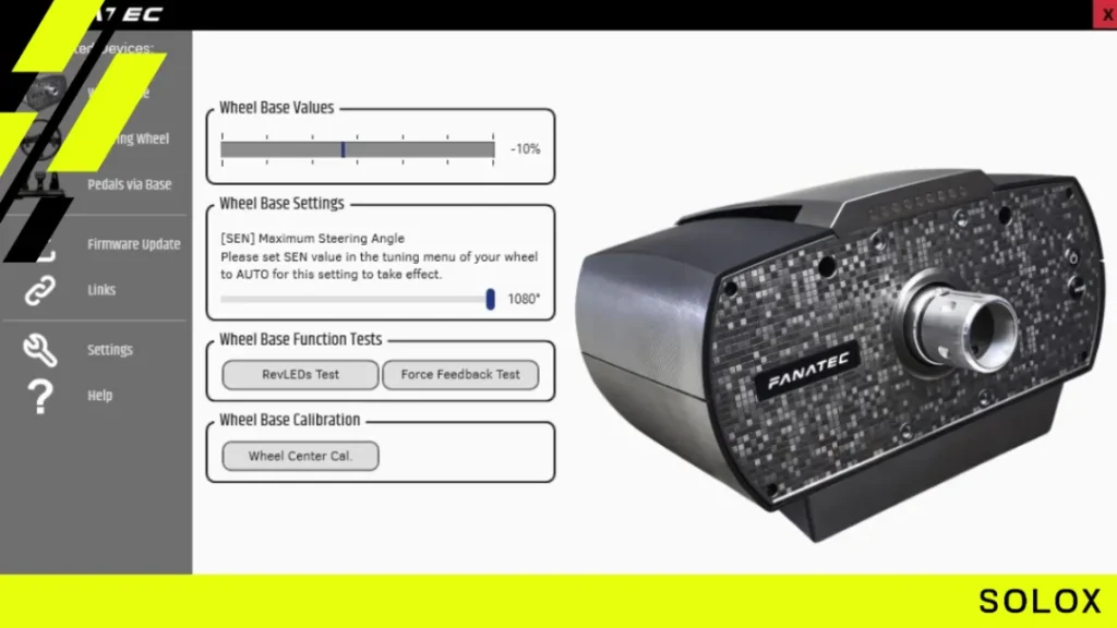 Fanatec CSL tuning menu Settings