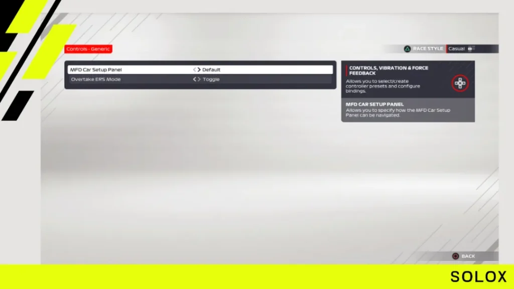 F1 2021 Generic Controls