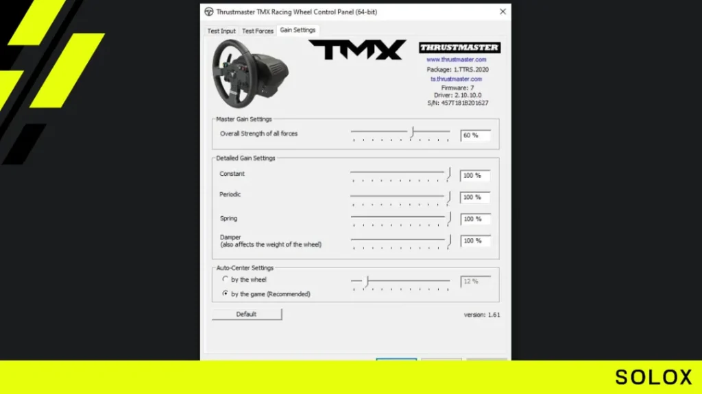 Thrustmaster control panel settings