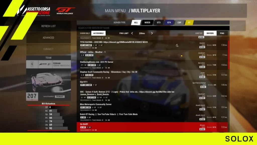 ACC Multiplayer Guide: Public, Private and Competition Servers