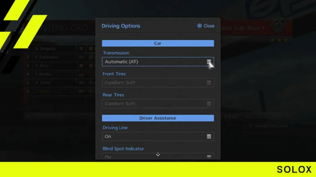GT Sport Keyboard Controls List