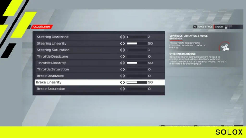 Controller Calibration Settings
