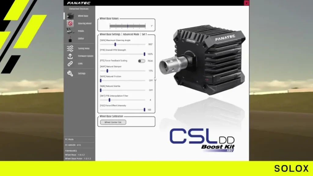 Fanatec tuning menu calibration settings