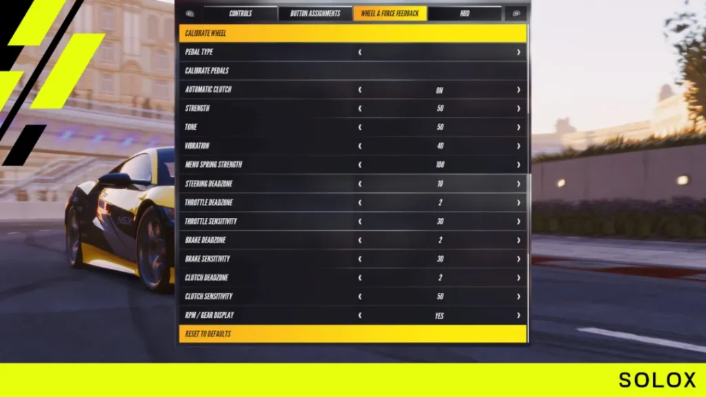 Project Cars 3 Controller settings List