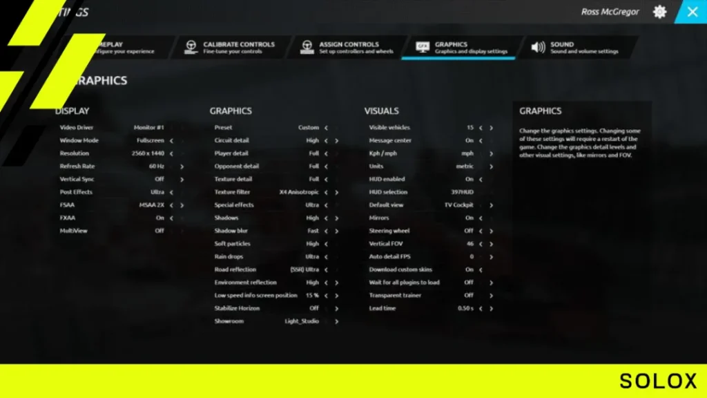 rFactor 2 Graphics settings Display