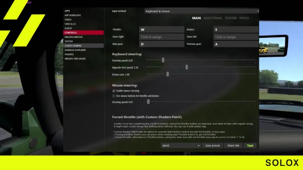 Mouse steering option