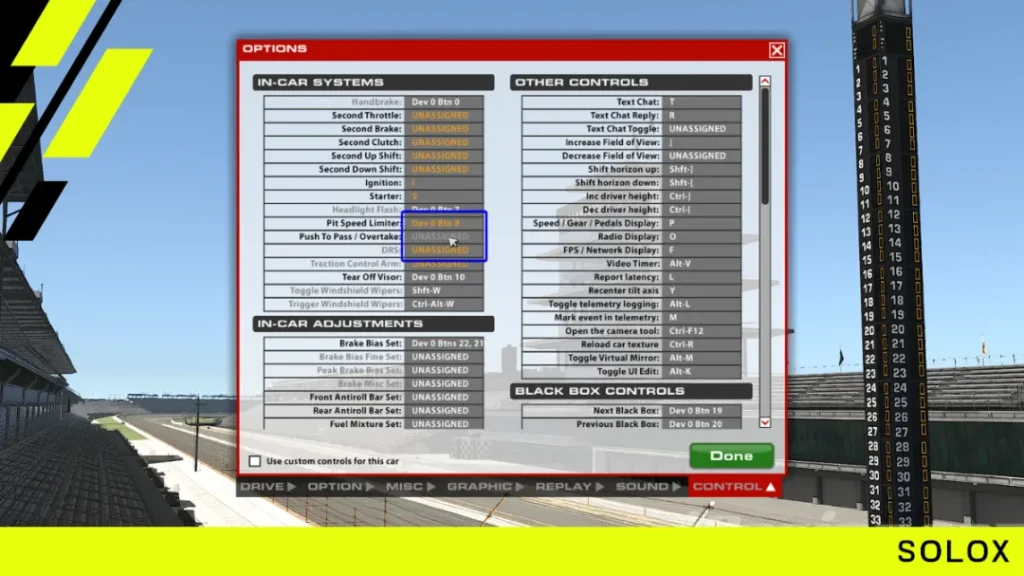 iRacing Keyboard Shortcuts List