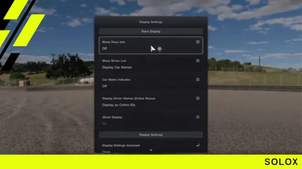 GT Sport Display settings