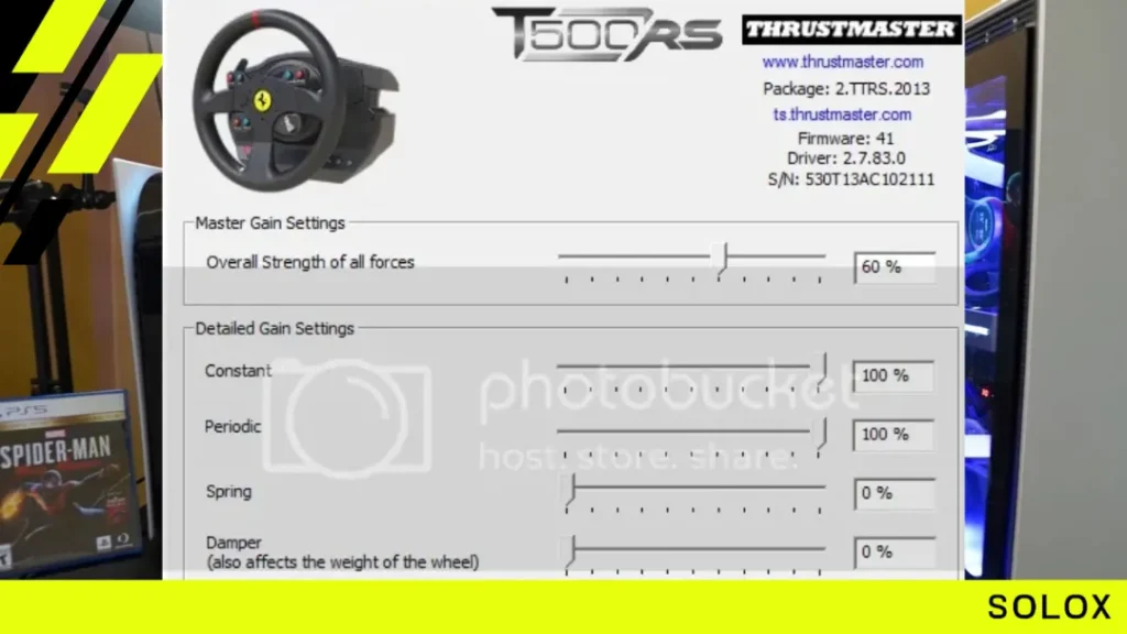 Thrustmaster wheel settings