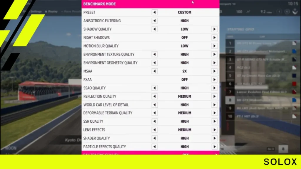 FH5 graphics settings list