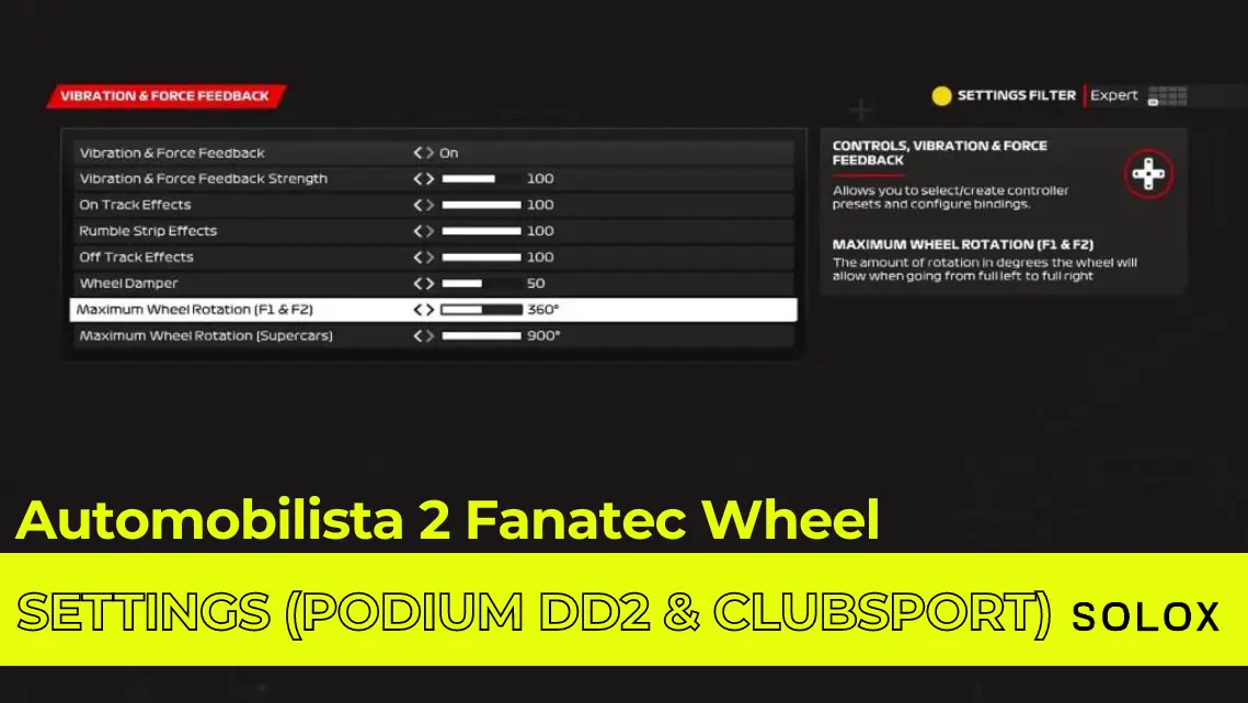 Automobilista 2 Fanatec Wheel Settings (Podium DD2 and Clubsport)