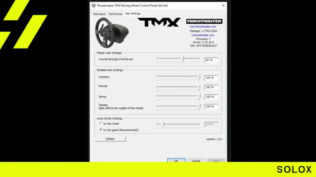 Thrustmaster control panel settings